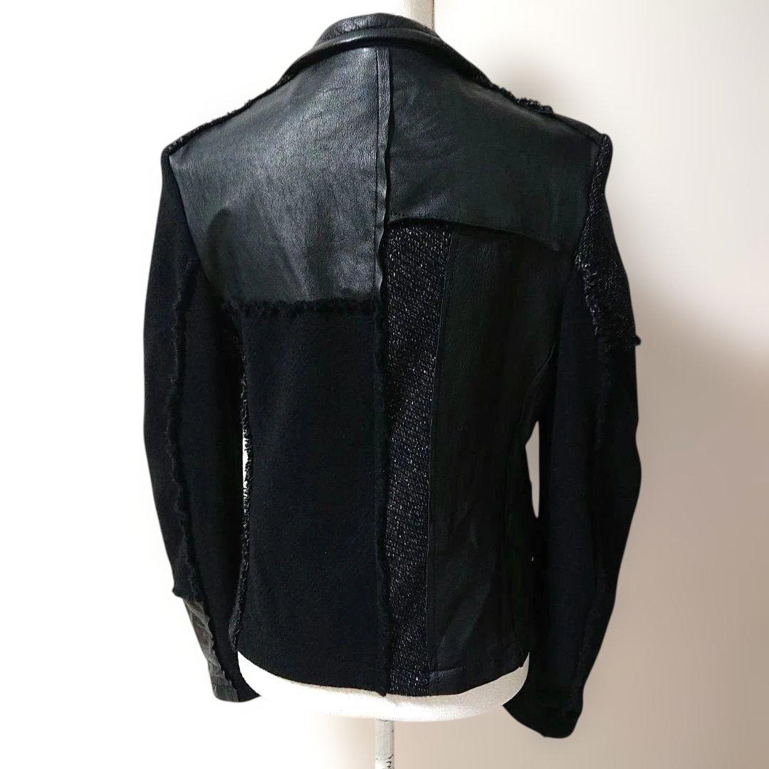 ヨウジヤマモト Y's レディース パッチワーク レザー＆ツイード ジャケット