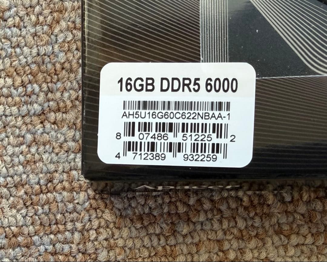 新品 Apacer DDR5-6000 16GBx1 デスクトップ用メモリ