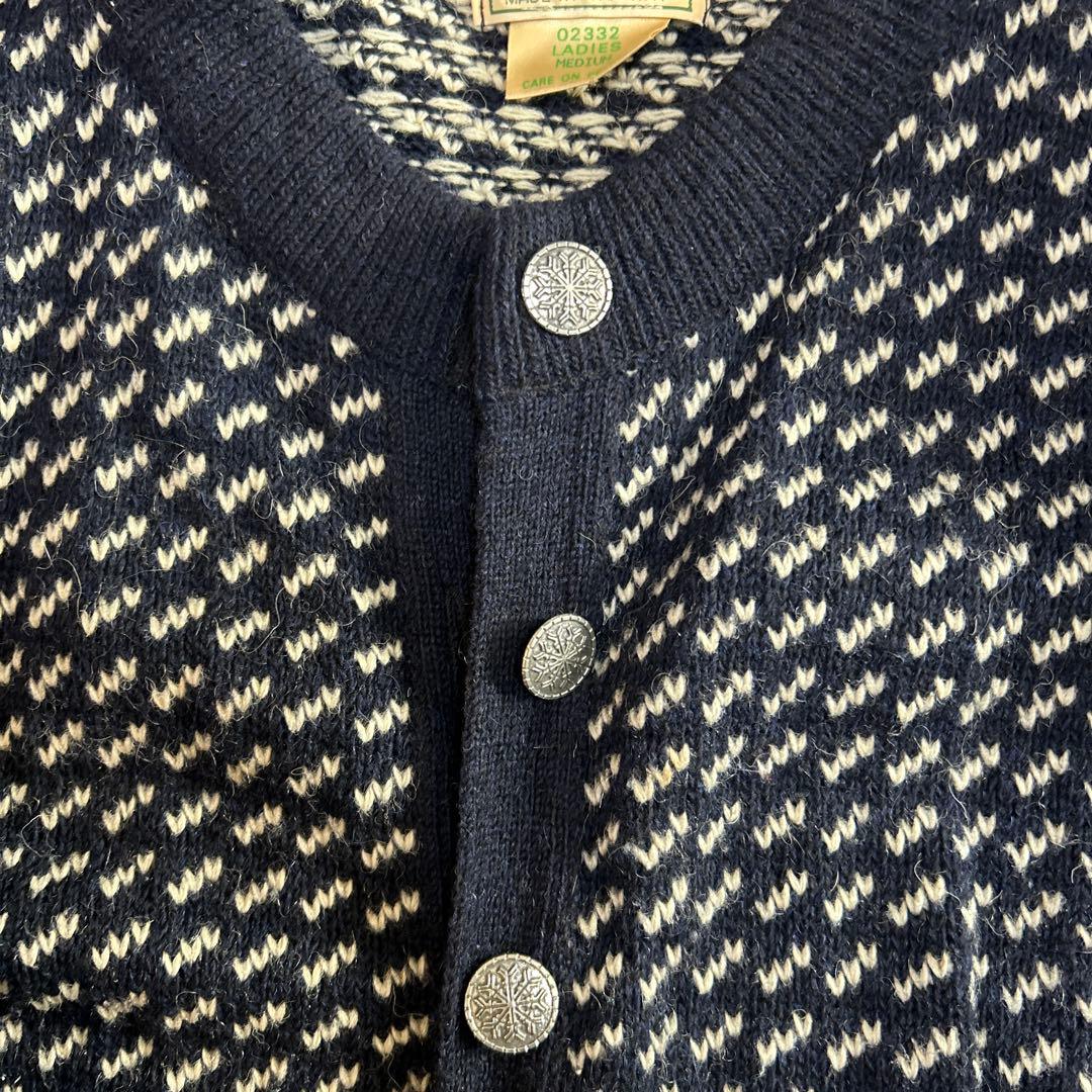 【希少ノルウェー製】L.L.Bean バーズアイ　カーディガン