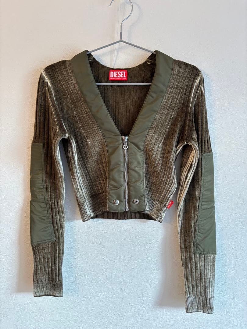 Diesel カーキ M-Asera ニット カーディガン　Sサイズ