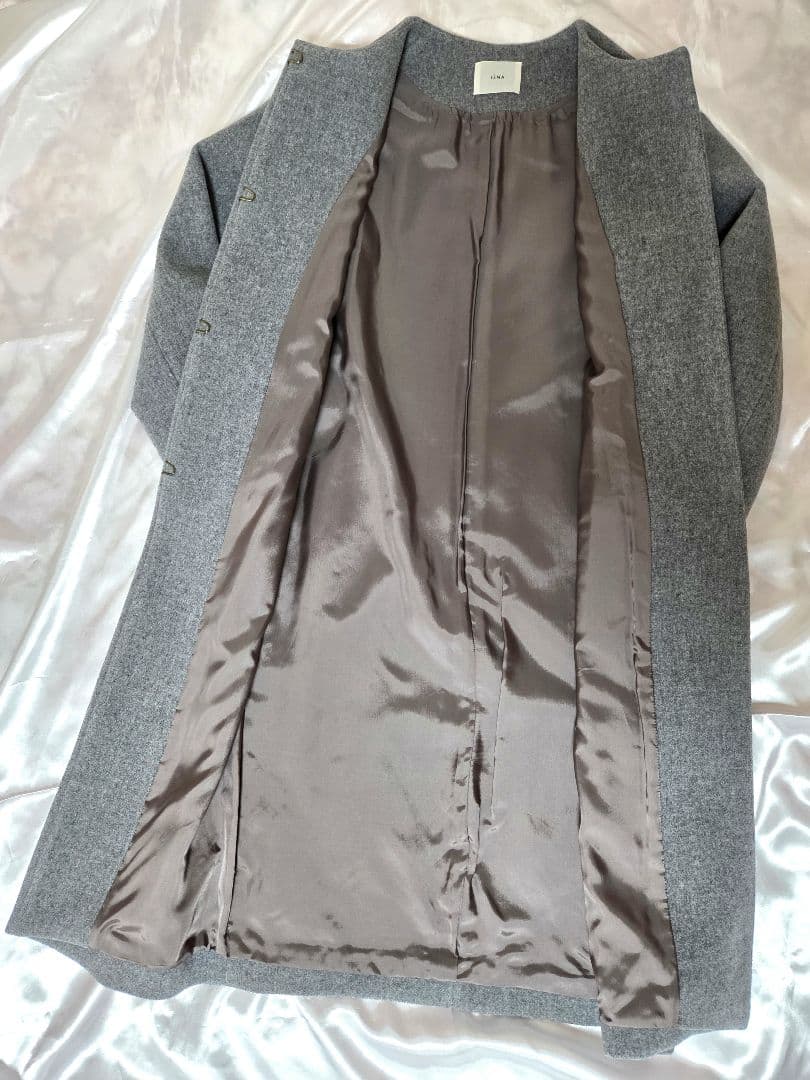 美品【IENA】ノーカラーロングコート