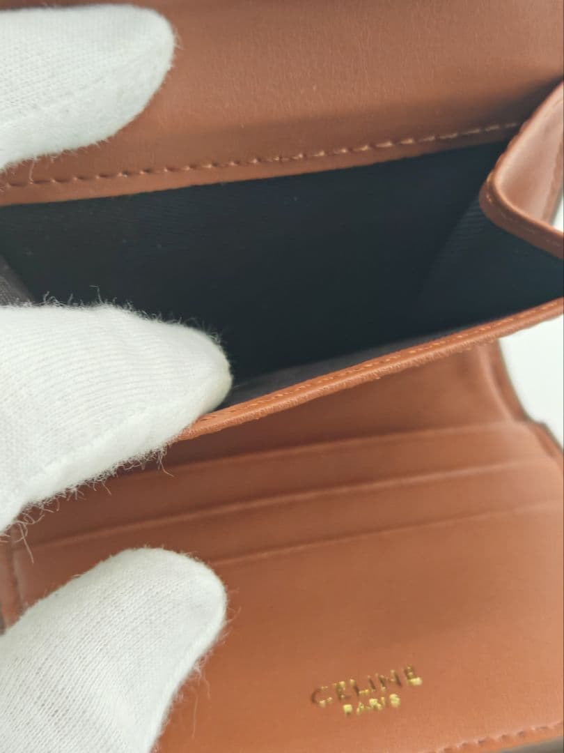 CELINE 三つ折り財布 ブラウン トリオンフ金具　美品