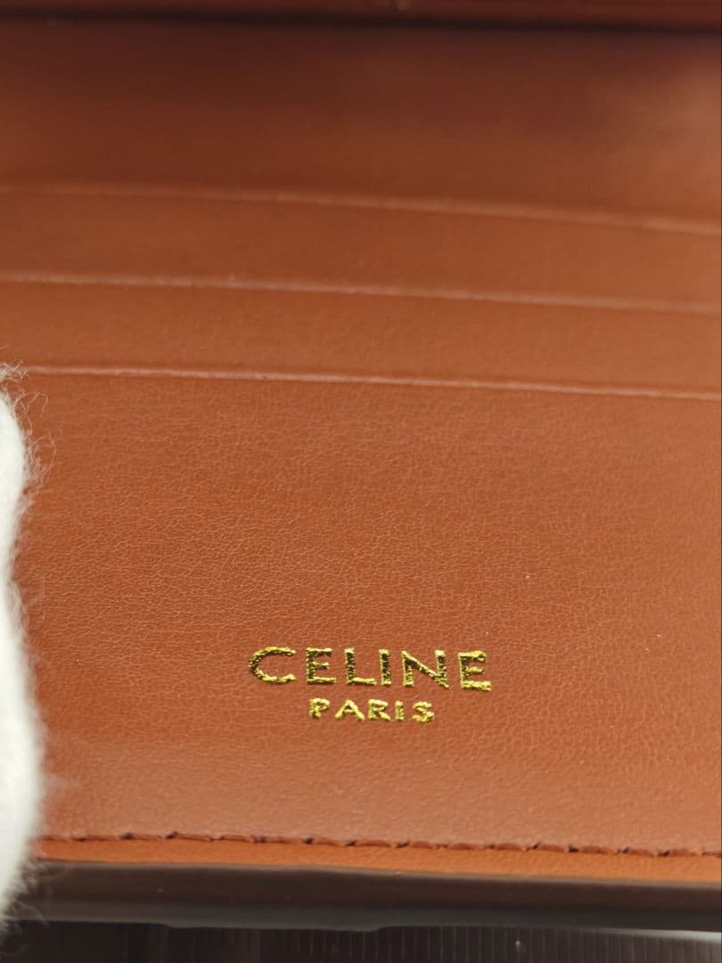 CELINE 三つ折り財布 ブラウン トリオンフ金具　美品