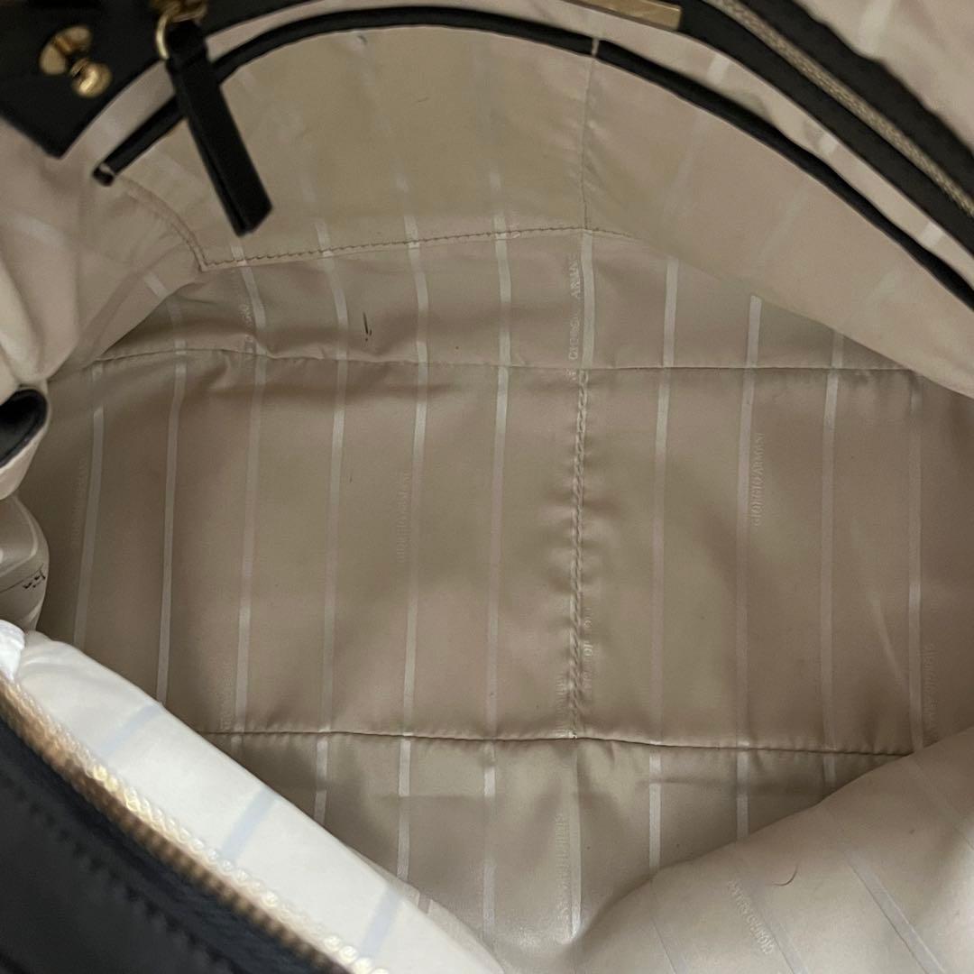 GIORGIO ARMANI レザー トートバッグ ミニボストン ブラック