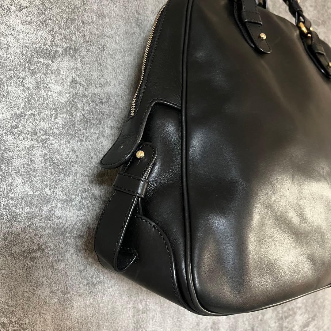 GIORGIO ARMANI レザー トートバッグ ミニボストン ブラック