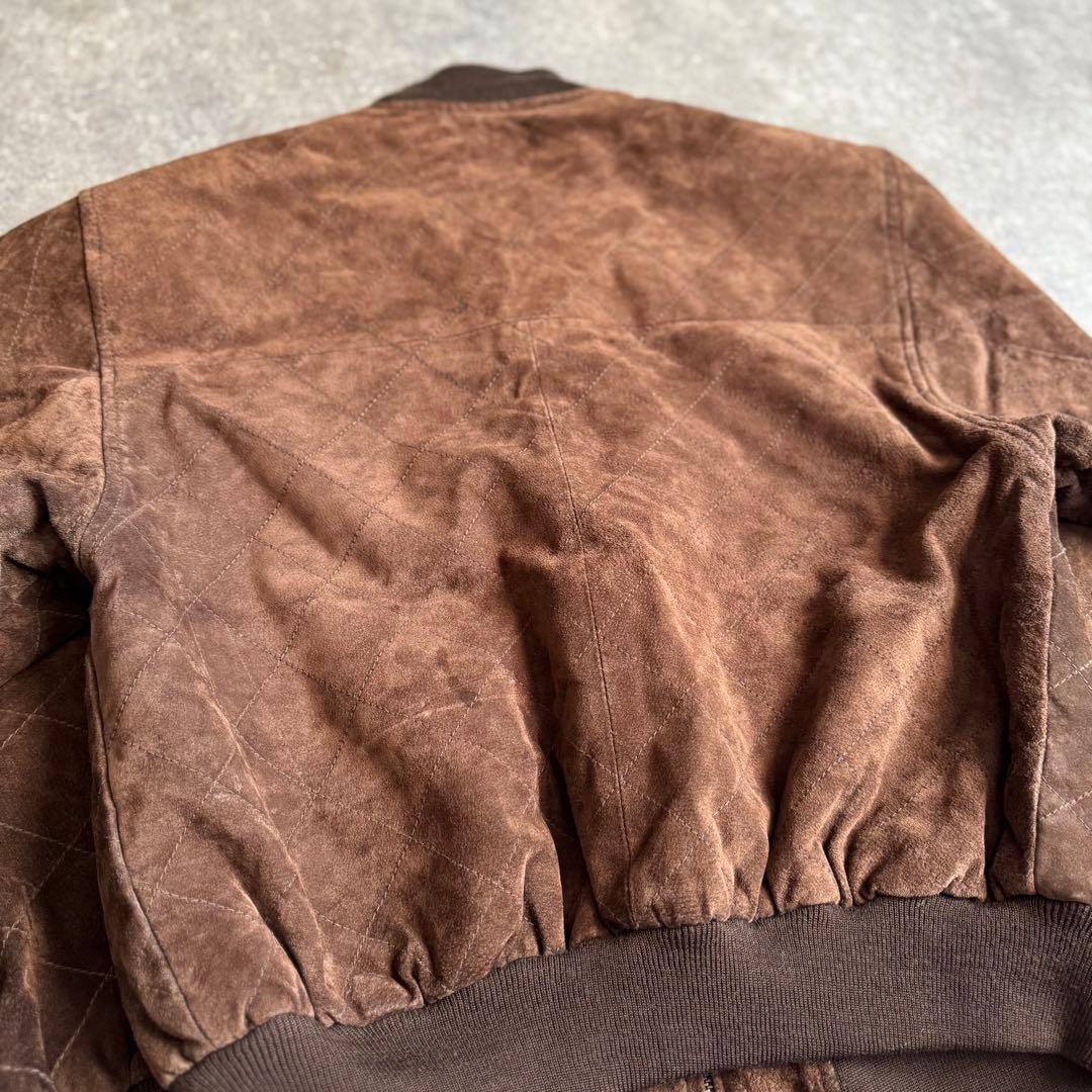 90s diamond stitch leather MA1 jacket 短丈