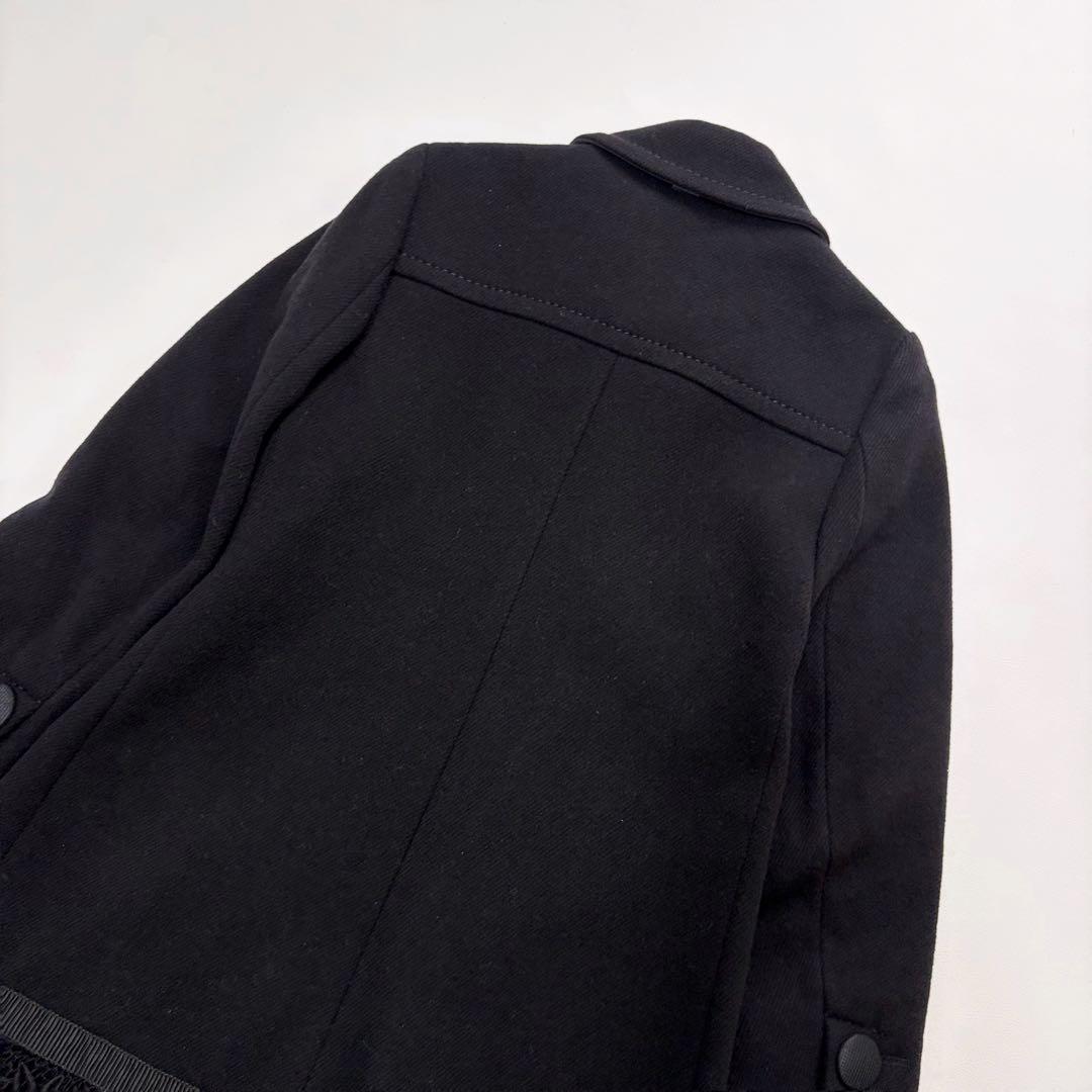 美品 スポーツマックスコード マックスマーラ 裾レース ピーコート ウール 黒