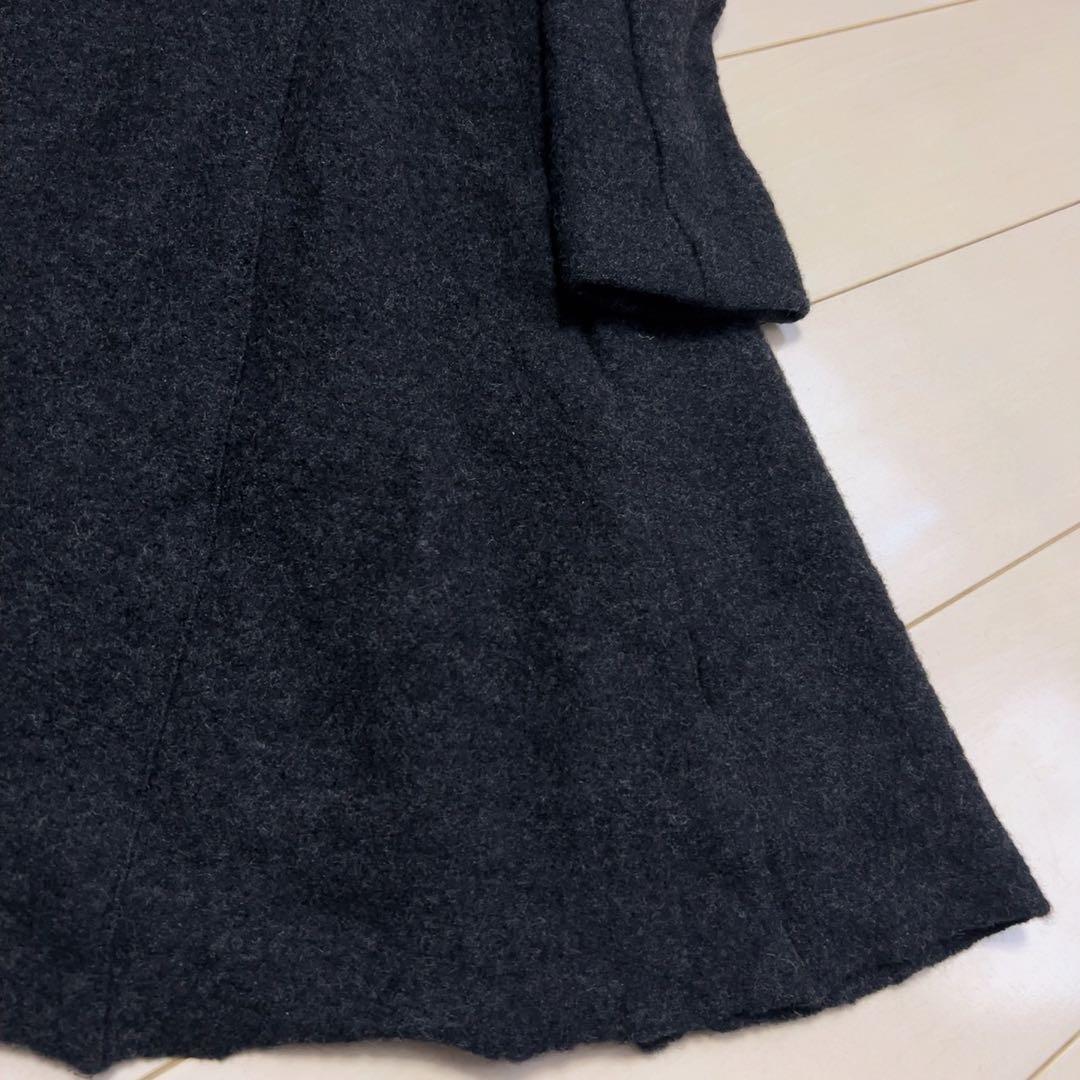 ☆Theory☆Boucle Coat Flare CoatダークグレーAライン