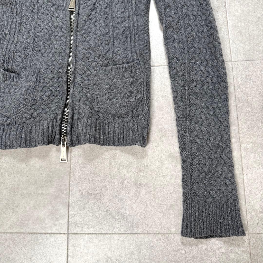 DSQUARED2 ダブルジップ グレー ケーブルニット カーディガン