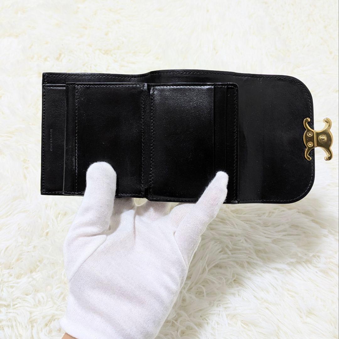 みさ✨CELINE トリオンフ　スモールウォレット　三つ折り財布　ブラック