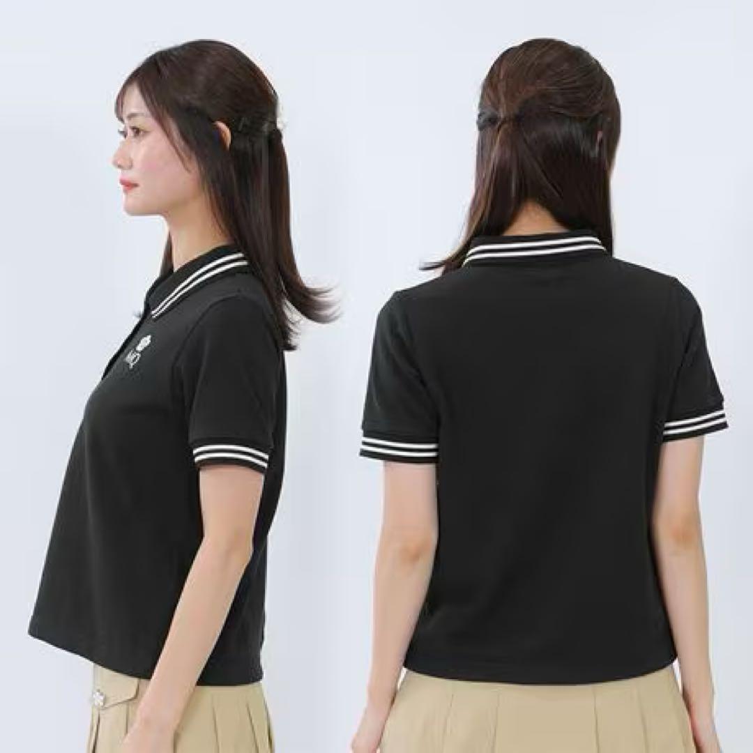 【タグ付き新品】MQ ストライプポロシャツ 半袖 ブラック