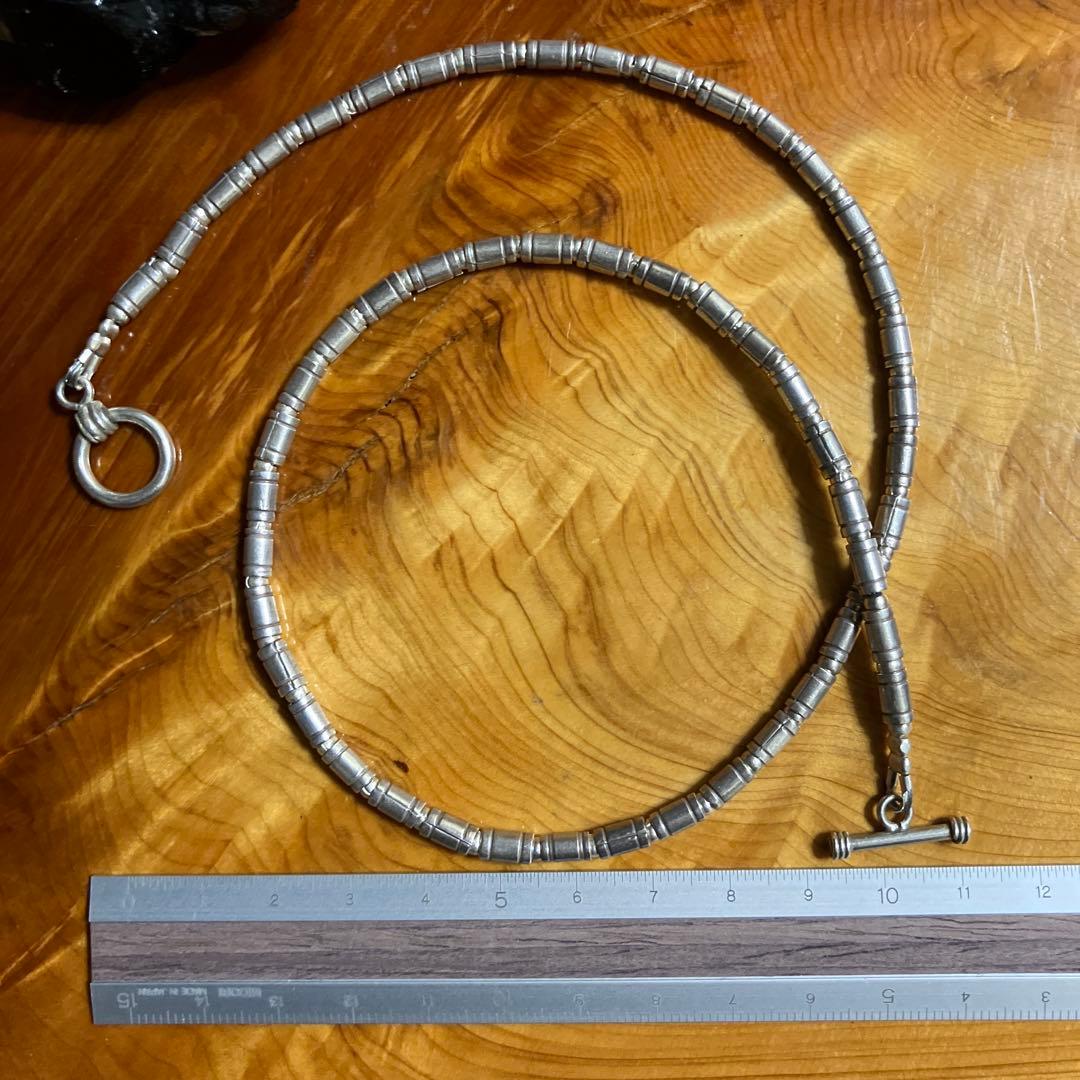カレンシルバー　シンプルなチューブビーズのネックレス　46.5cm