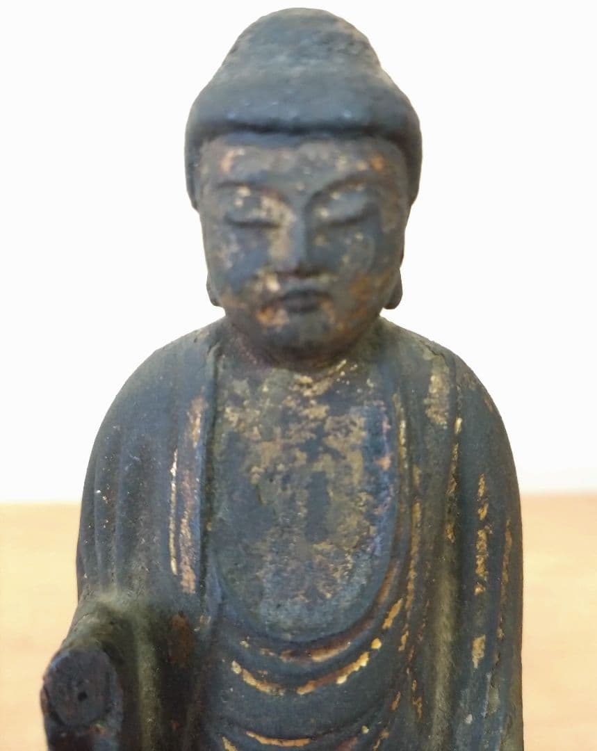木彫り　金彩　阿弥陀如来像　江戸時代