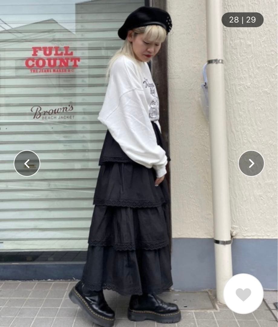 ティアードスカート　ロング　キャンディストリッパー　ブラック　黒　レース