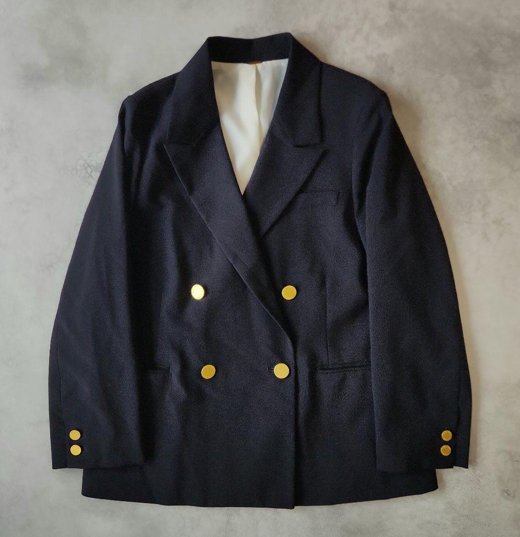 24ss MilaOwen 金ボタンダブルブレストコンパクトジャケット 紺ブレ