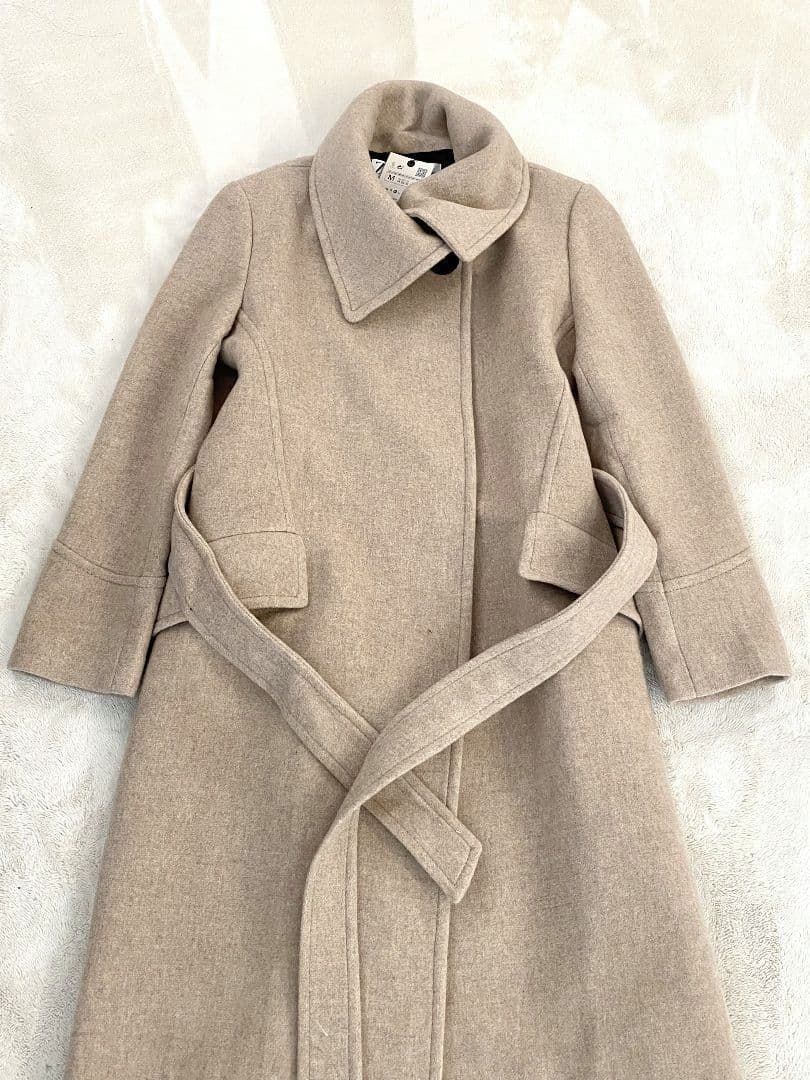 タグ付ZARA MANTECO ウールブレンド ロングコート M ベージュ