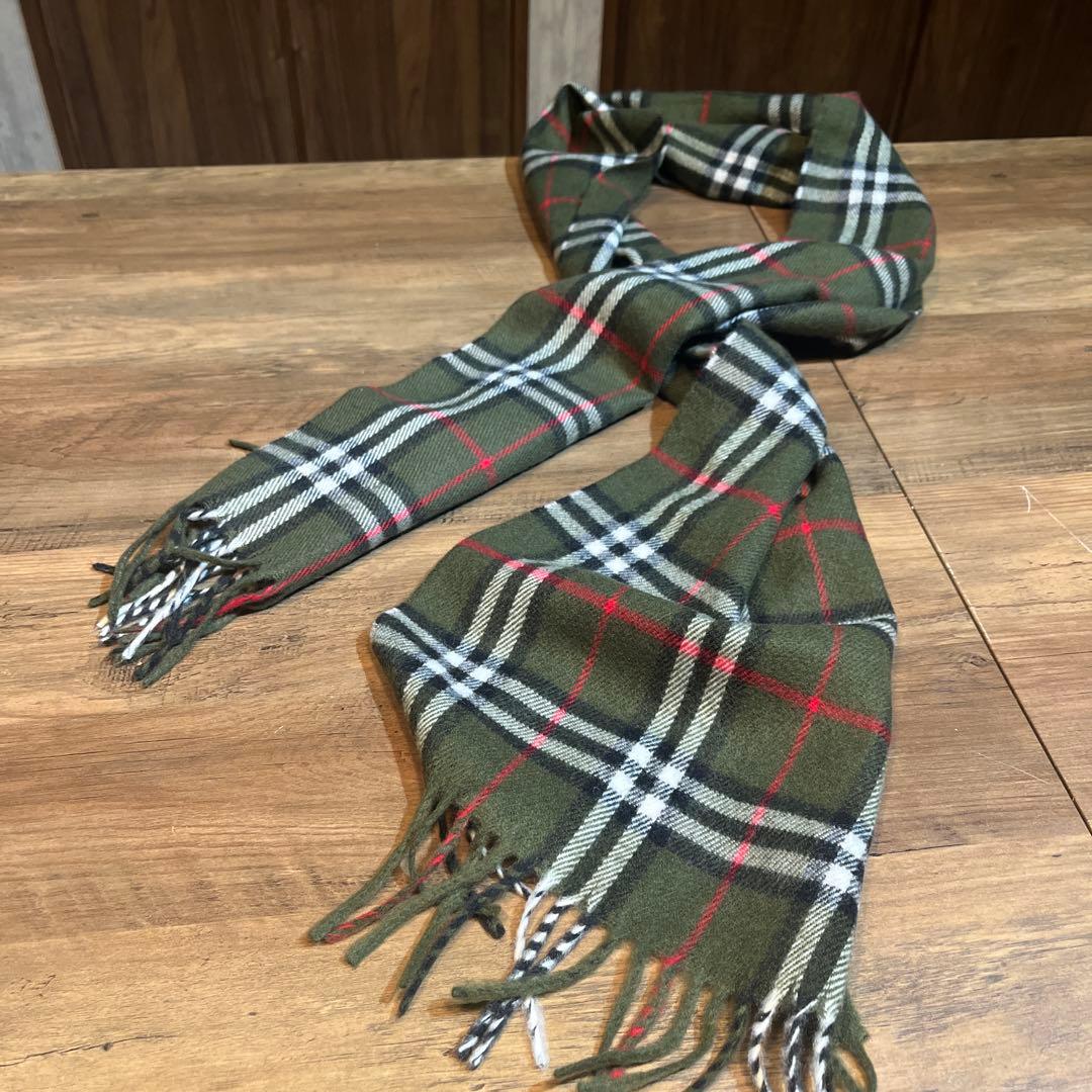 美品　BURBERRY バーバリー　グリーン　ノバチェック　ウール　マフラー