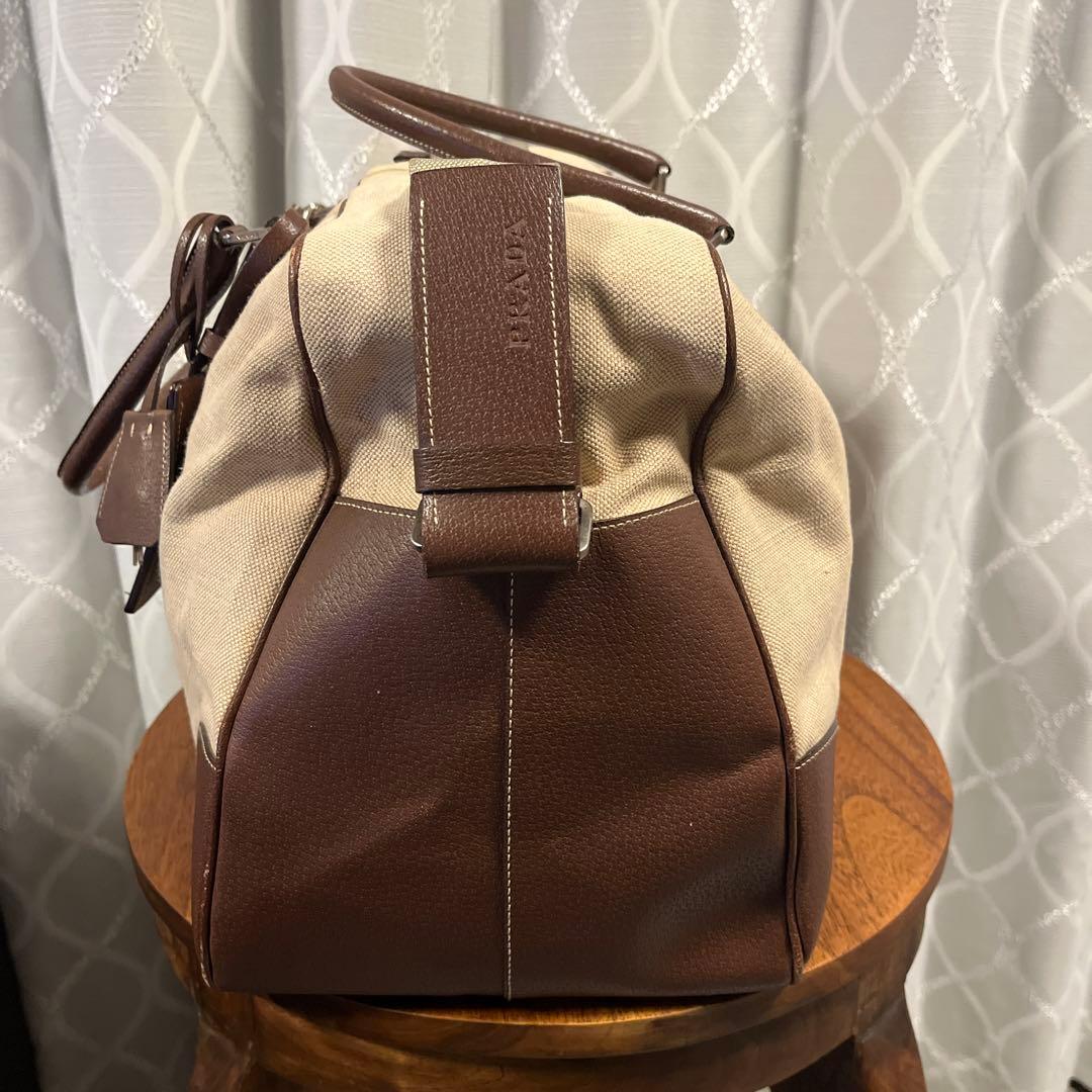 PRADA プラダ ボストンバッグ ベージュ/ブラウン