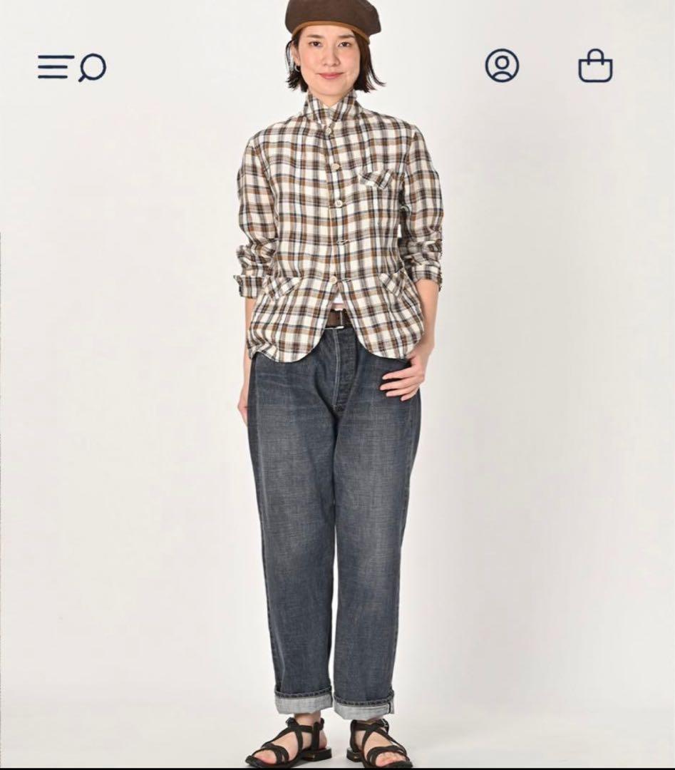 美品✨ 45R インドリネンのシャツジャケット　マドラスチェック　3