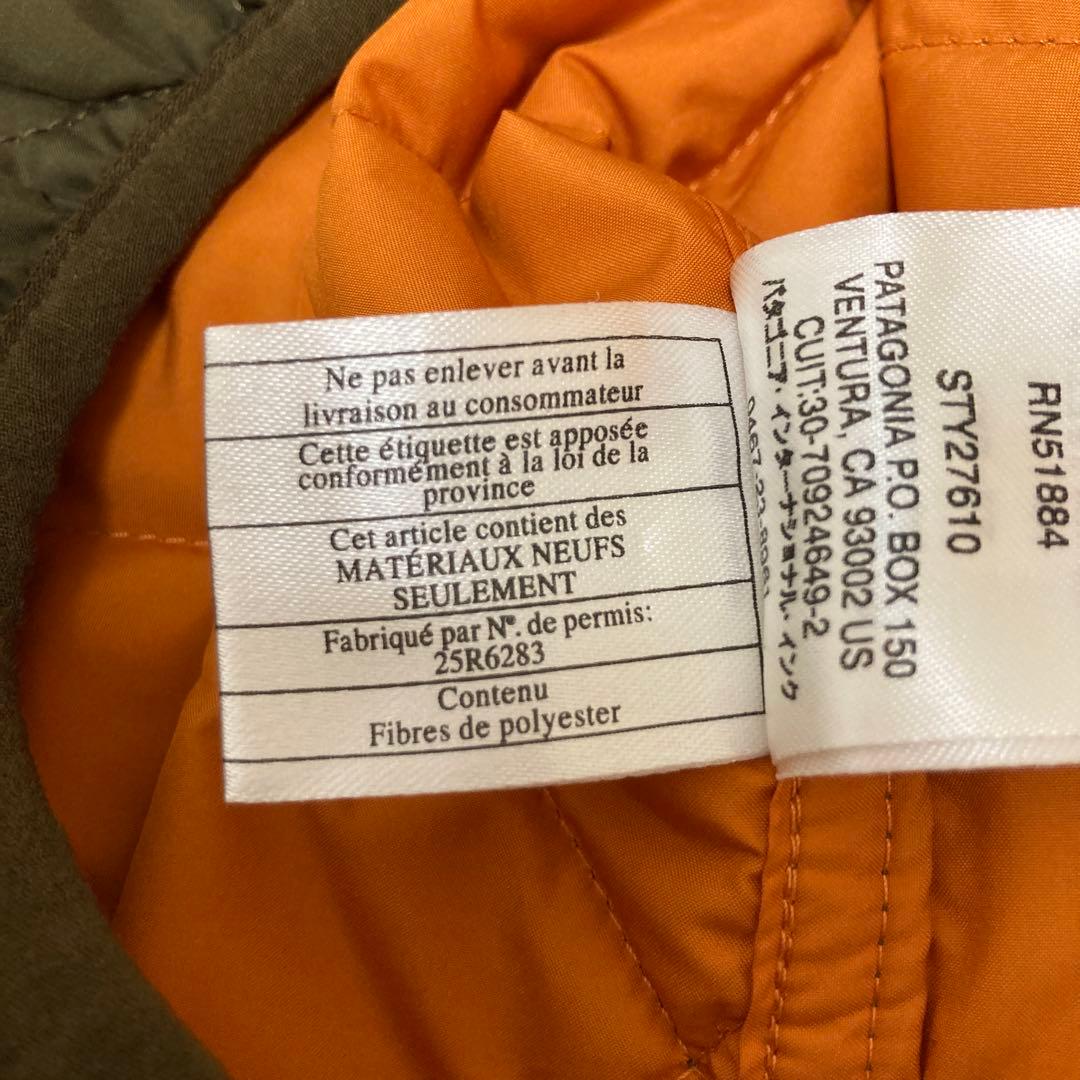 patagonia キルティングジャンパーM オリーブ フードジャンパーused
