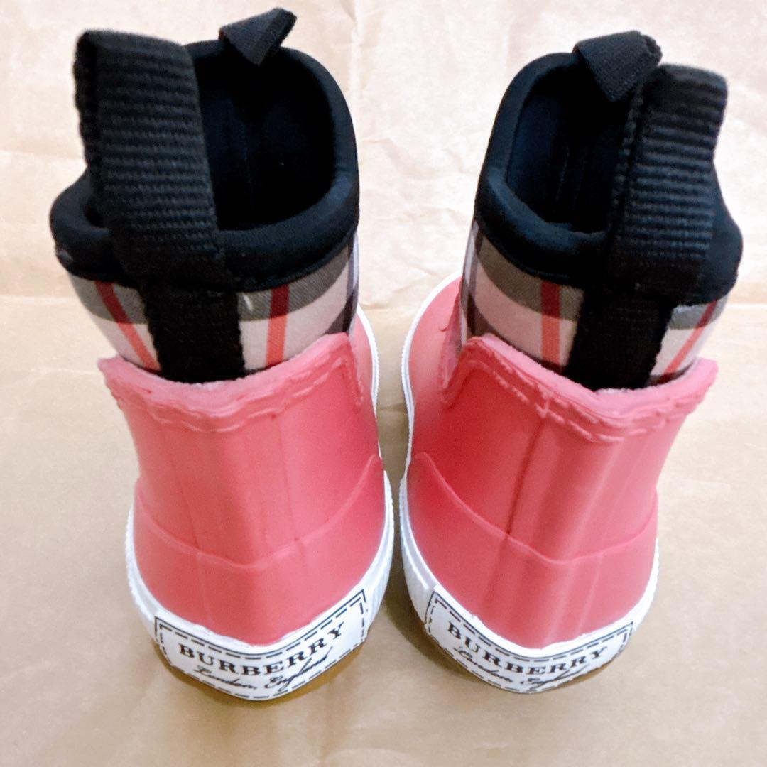 Burberryレインブーツ１６cm ピンク　ヴィンテージチェック長靴バーバリー