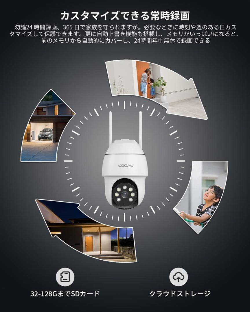 防犯カメラ 屋外 スマホ連携 ワイヤレス wifi 5MP 遠距離暗視 空き巣