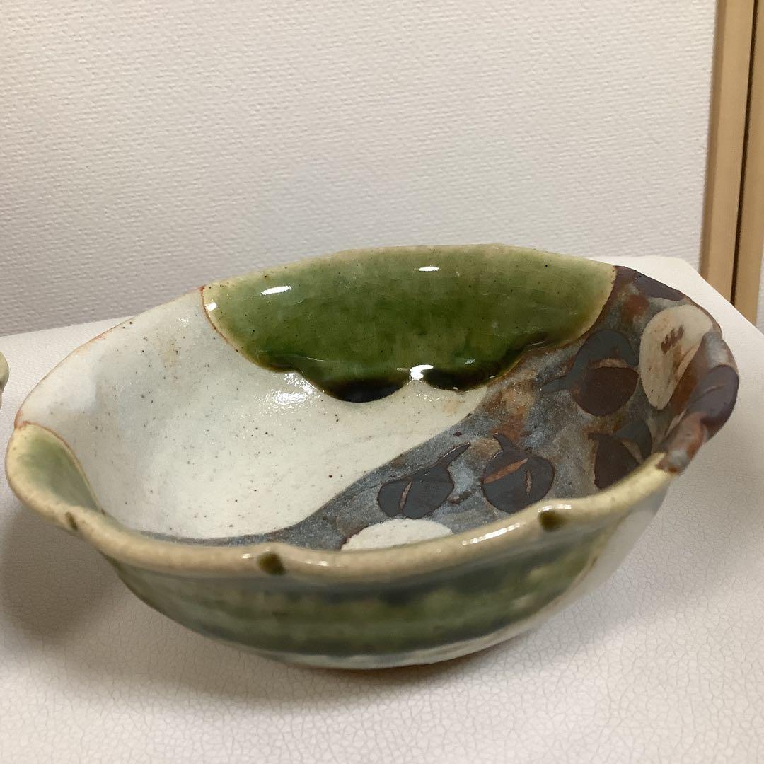 作家物 玉山窯 ?玉置保夫 ？織部 花椿 小鉢　2個セット