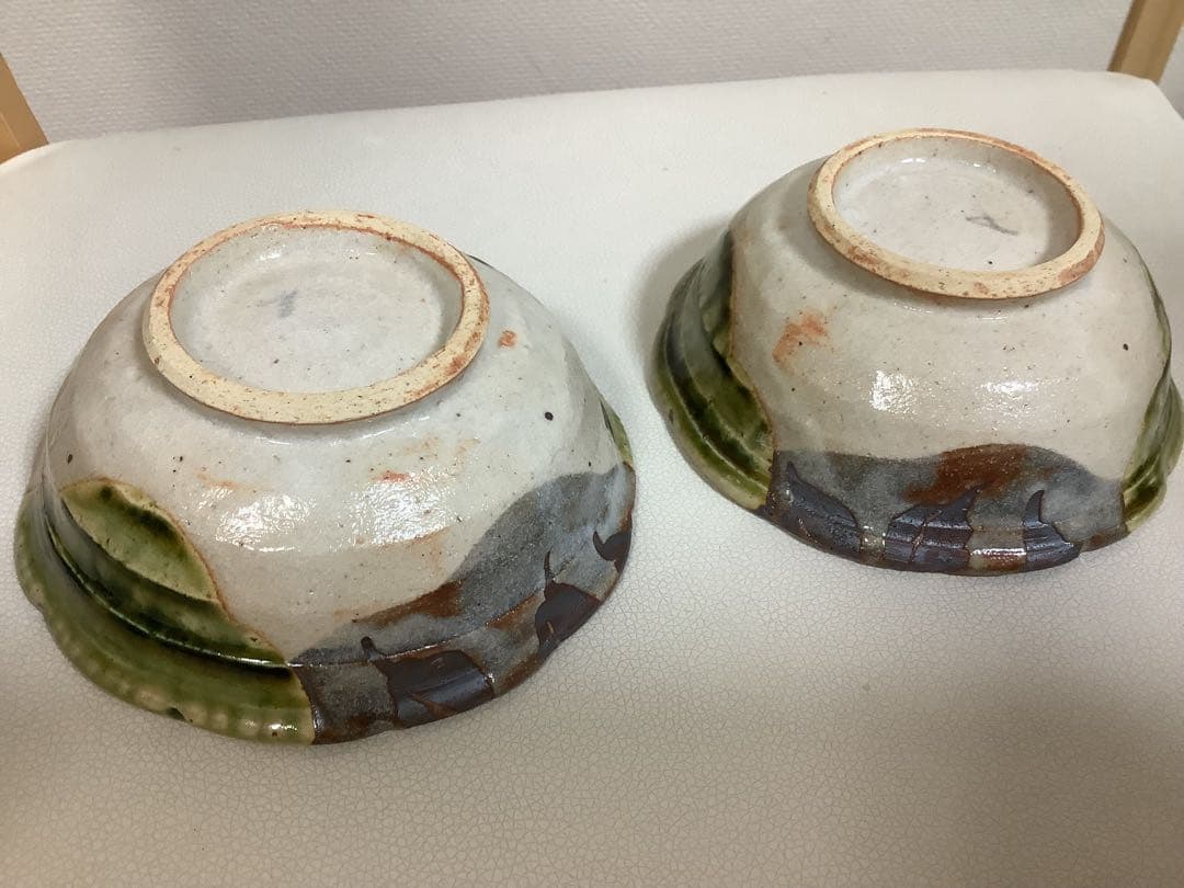 作家物 玉山窯 ?玉置保夫 ？織部 花椿 小鉢　2個セット