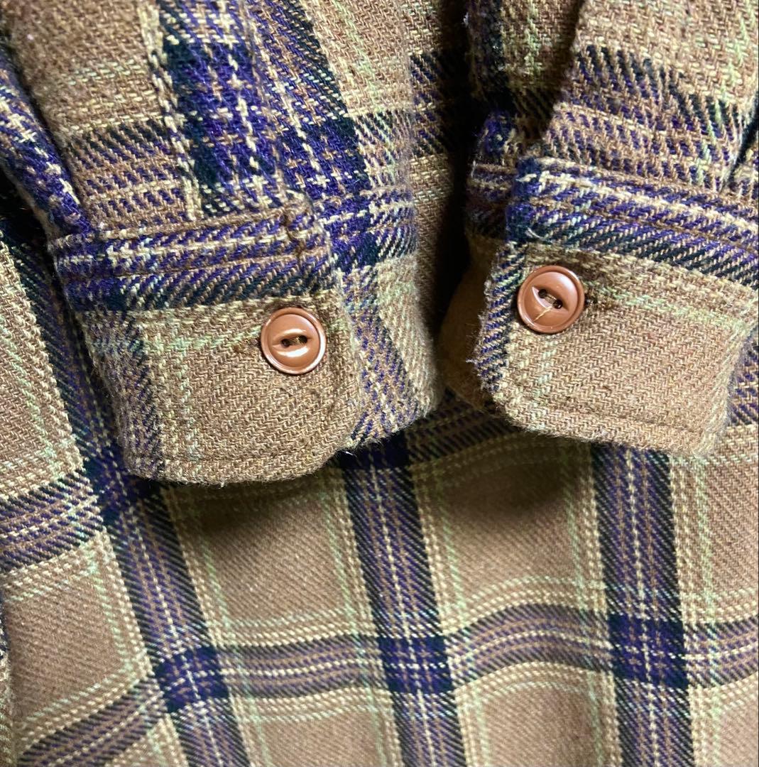 schott ヘビーネルシャツ　オーバーサイズ　ブラウン✖︎パープルブラック