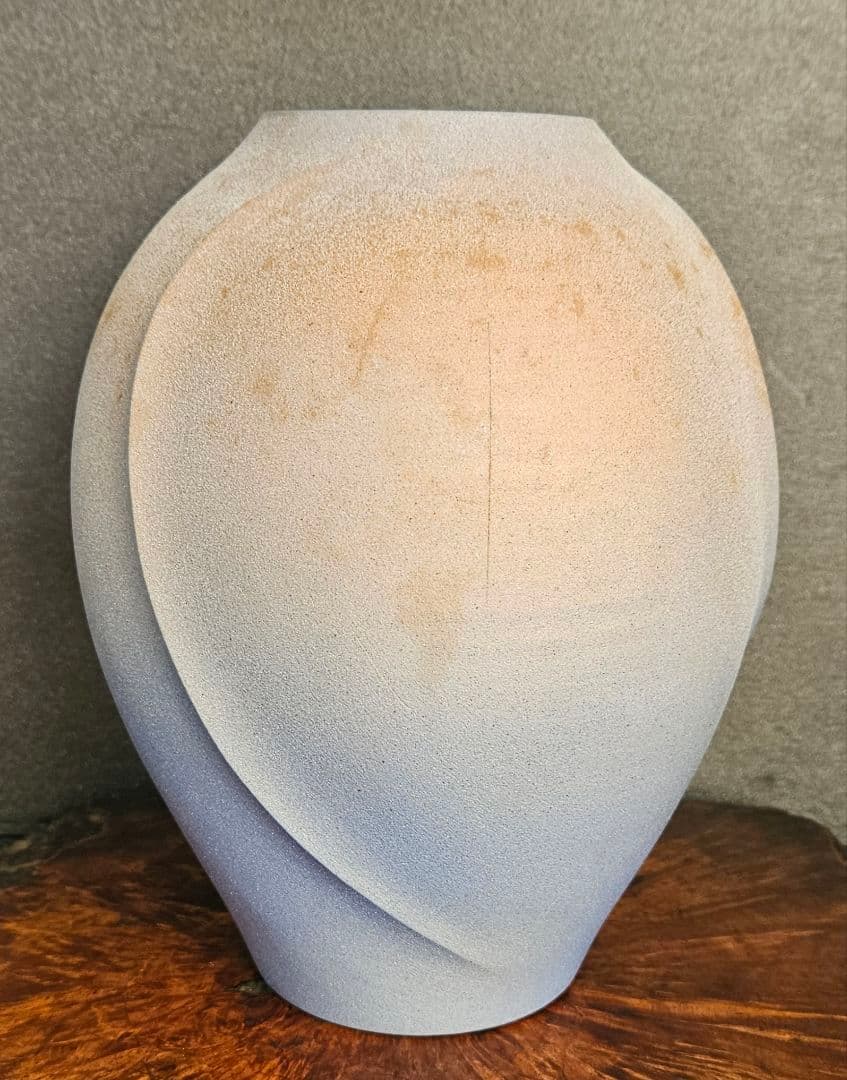 日展作家　京焼　中村俊介 作　土青彩　壺 花入れ　花瓶　オブジェ　共箱