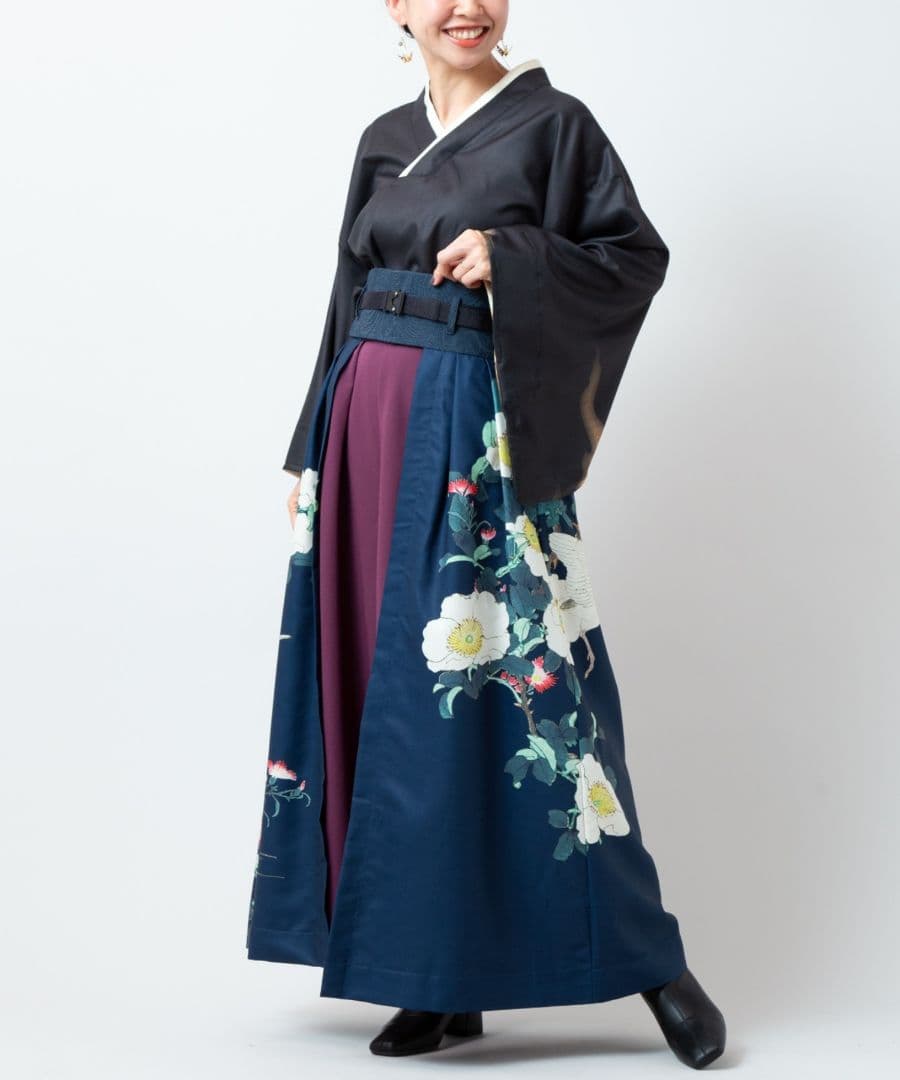 あ*）様 2026春夏新作　カヤ　花鳥 重ね着用スカート　袴　帯ベルト　豪華　ふ