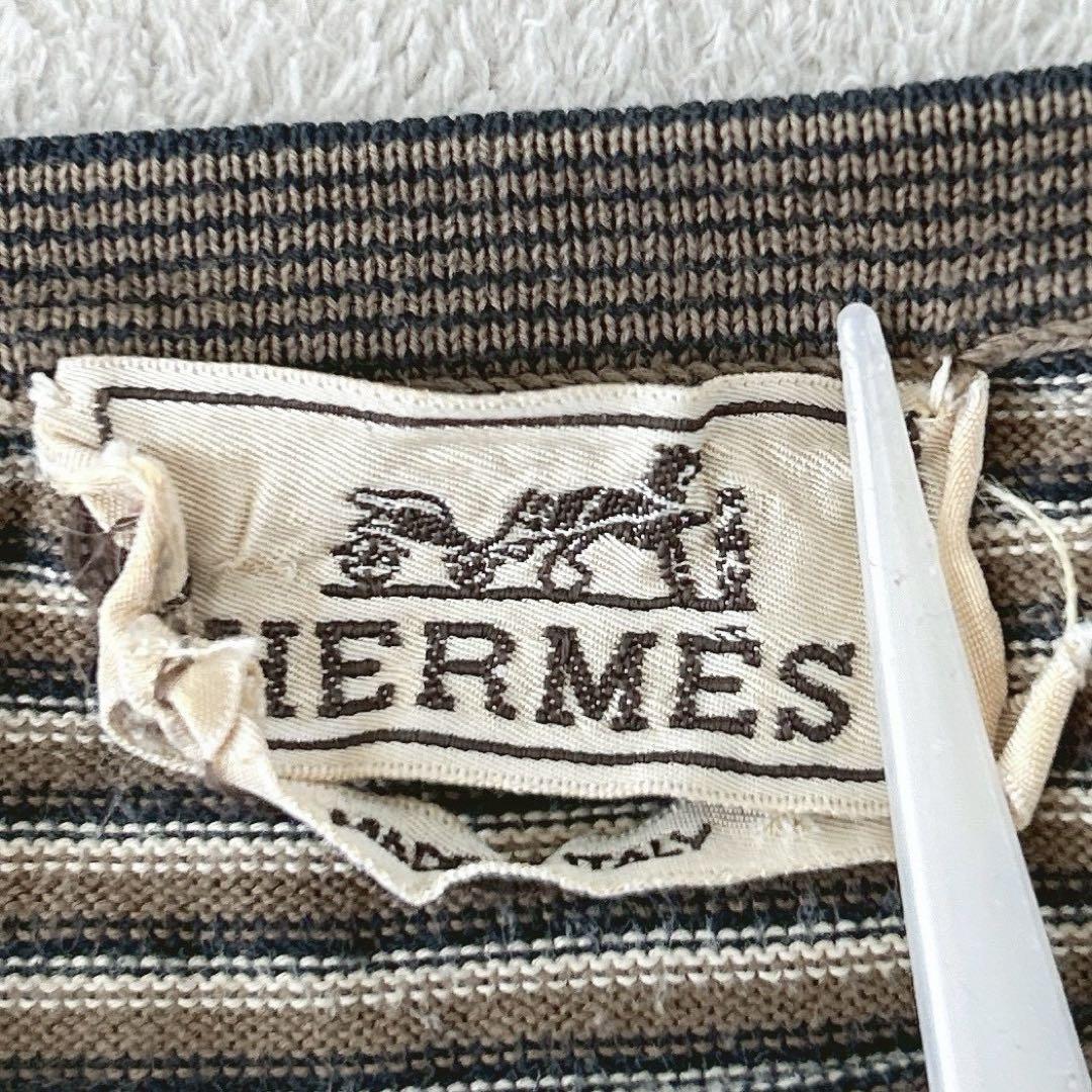 美品　HERMES エルメス　半袖　カットソー　ボーダー　イタリア製　Lサイズ