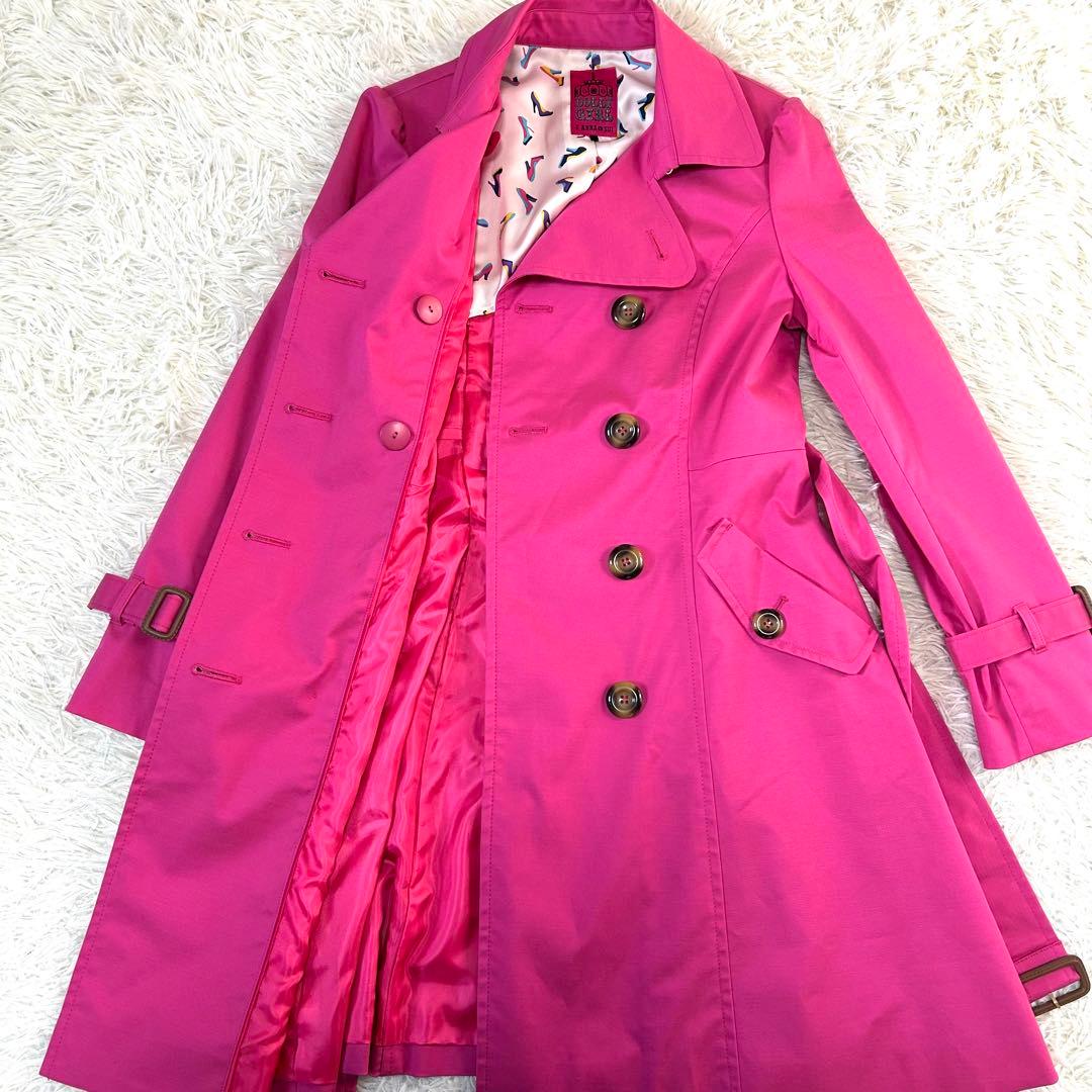 ANNA SUI トレンチコート ダブル ピンク ハートボタン 撥水加工Lサイズ