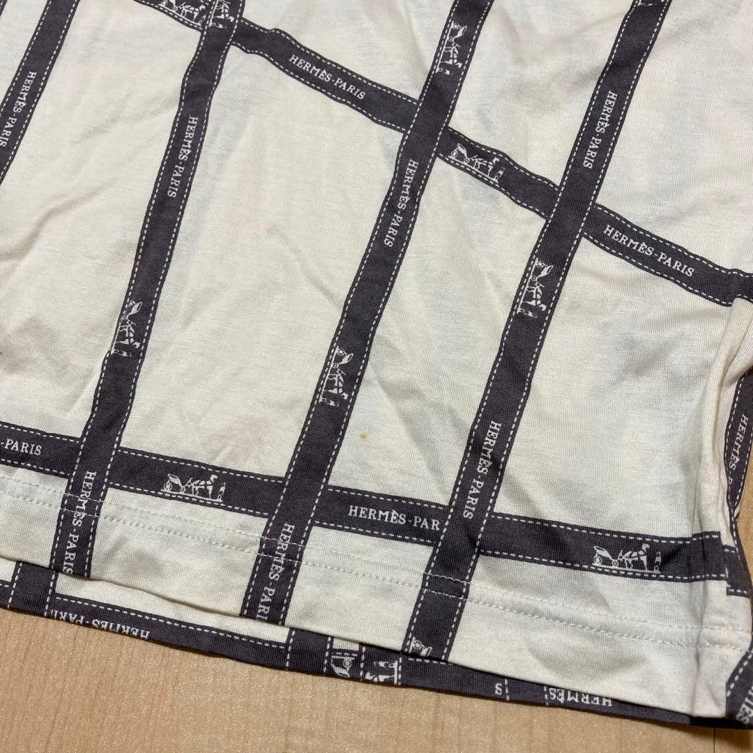 HERMES エルメス マルジェラ期 ボルデュックリボン柄 Tシャツ SM