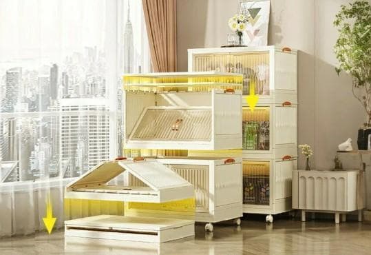 ②新品未使用　お洒落　収納ボックス 折りたたみ コンテナ　3層　キャスター付き
