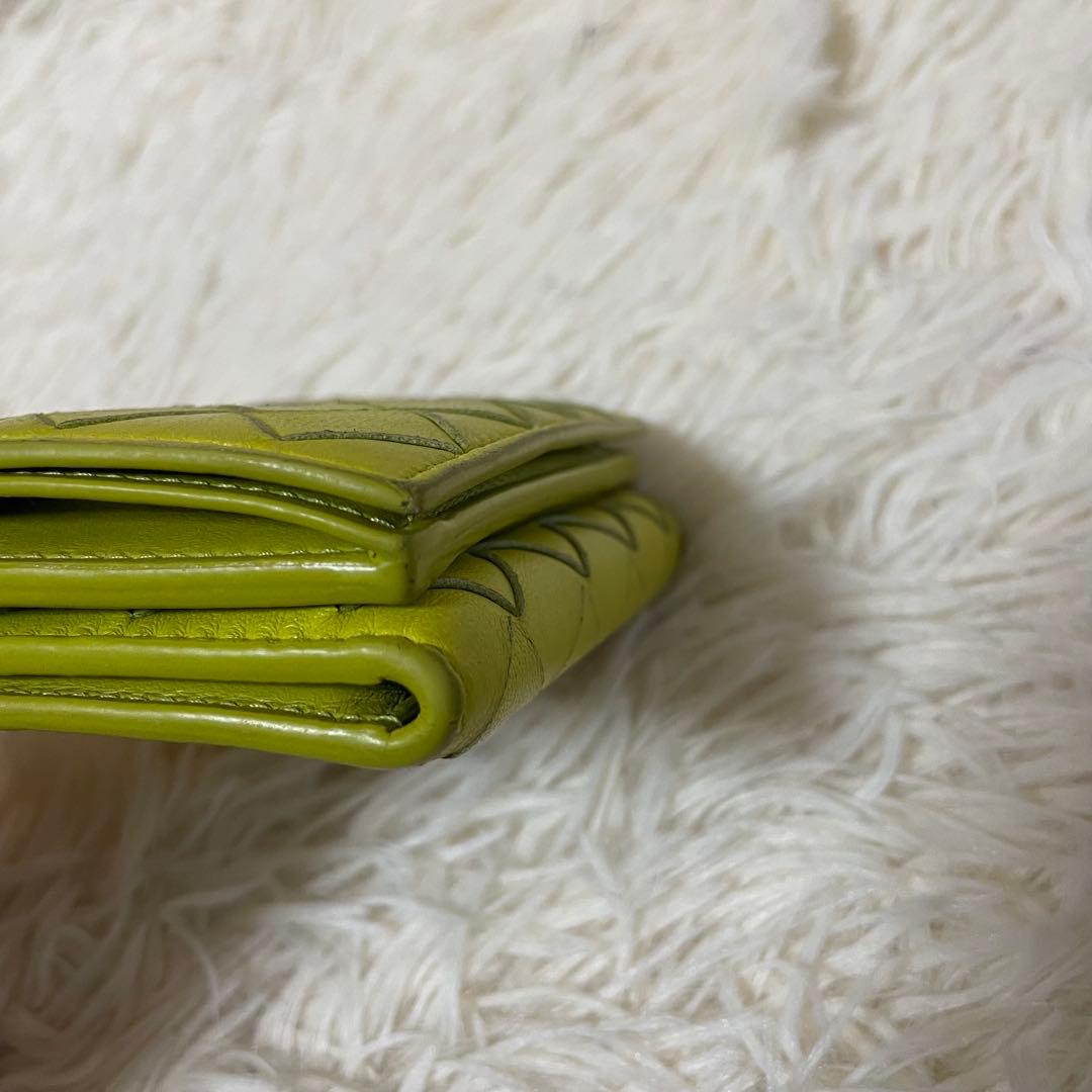 ボッテガヴェネタ 三つ折り財布 マキシイントレチャート イエロー 本革 RFID