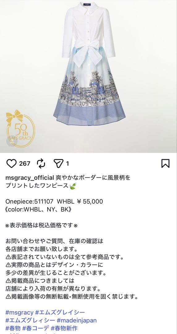 エムズグレイシー 風景画 シャツワンピース