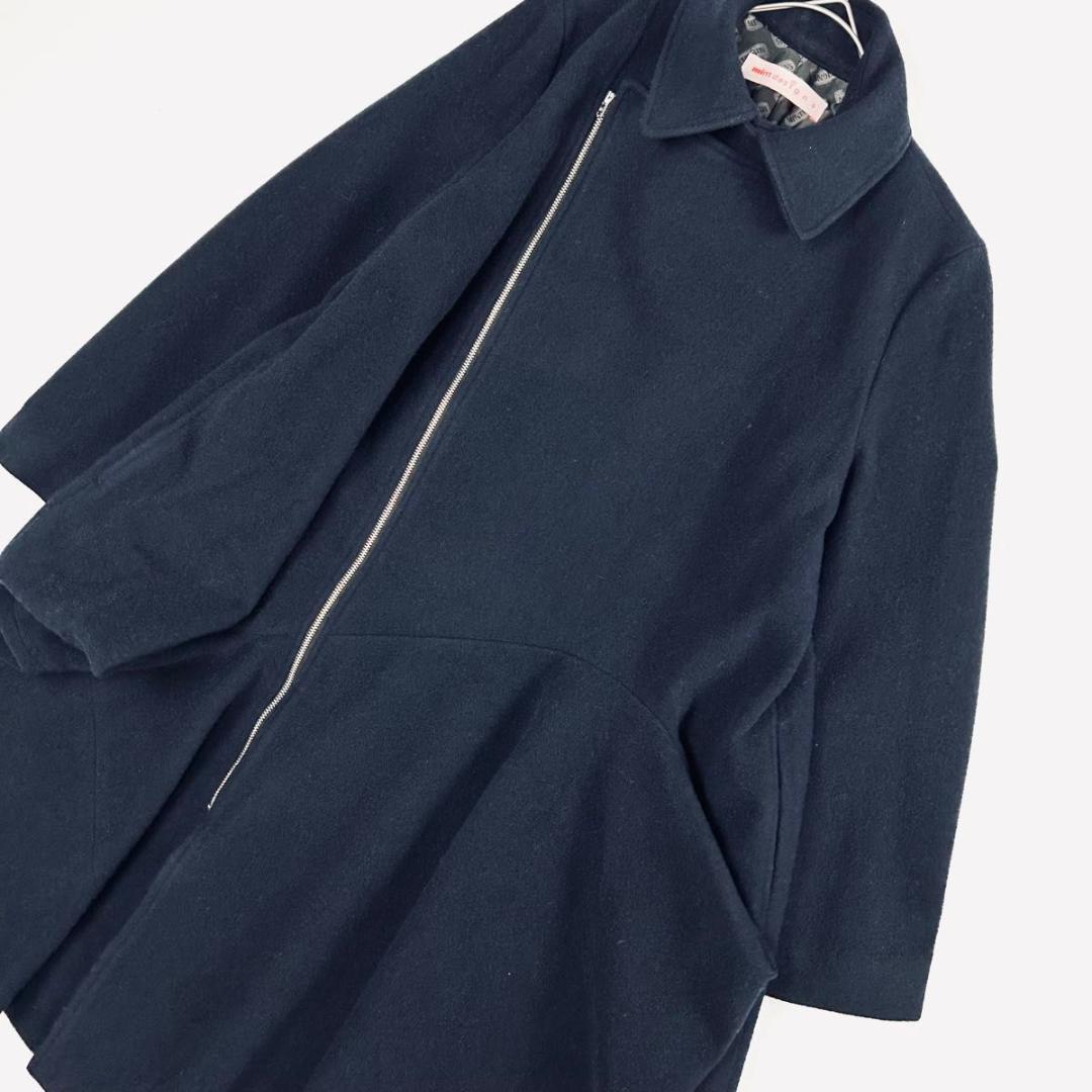 美品 ミントデザインズ ロングコート 変形 ウール ネイビー 紺 日本製 F