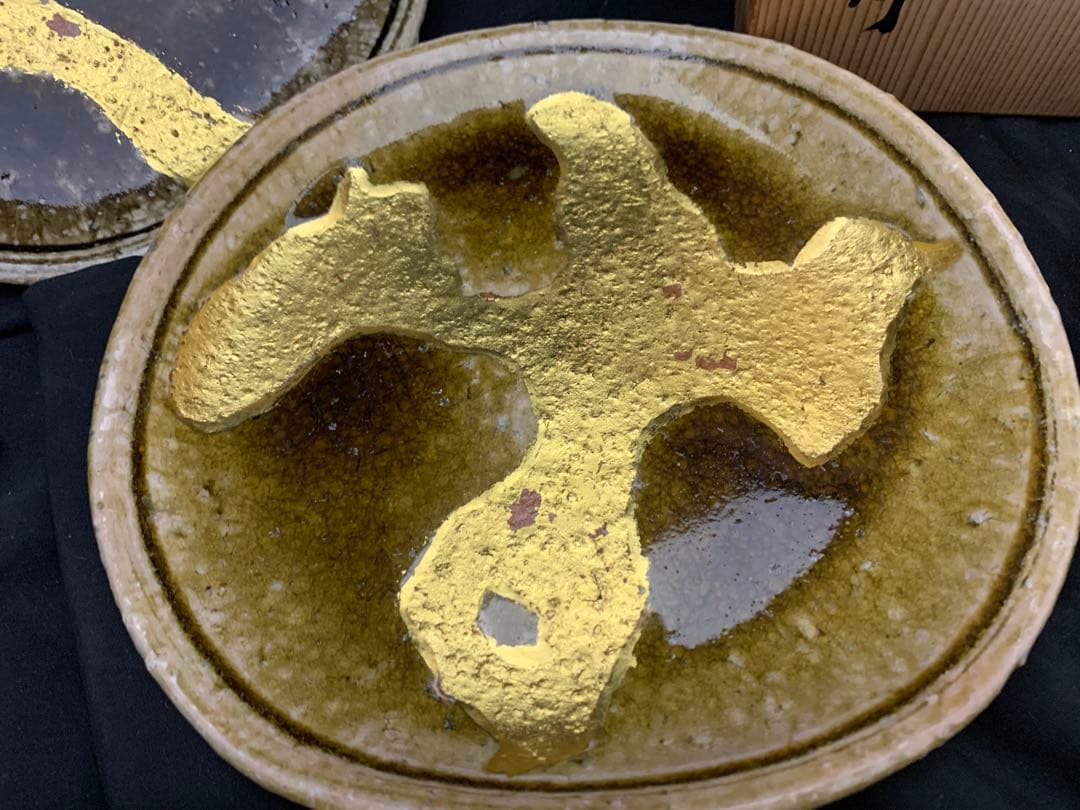 伊賀焼　仁平作　金箔　皿　5枚　中皿　器　和食器　懐石料理　共箱