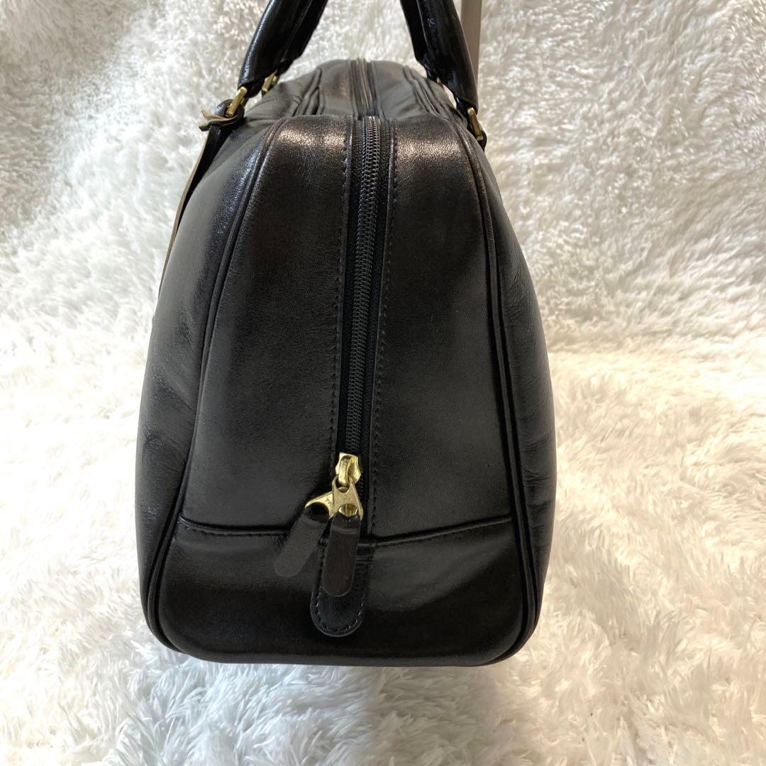 DAKS ダックス ミニ ボストン　ハンドバッグ　レザー 黒
