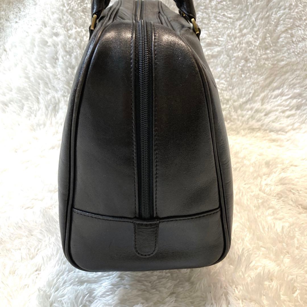 DAKS ダックス ミニ ボストン　ハンドバッグ　レザー 黒