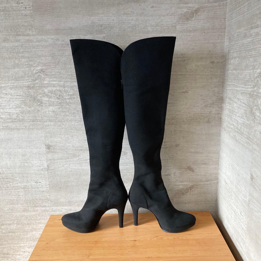 【超美品】エスペランサ　ニーハイロングブーツ　Mサイズ　ブラック　スエード
