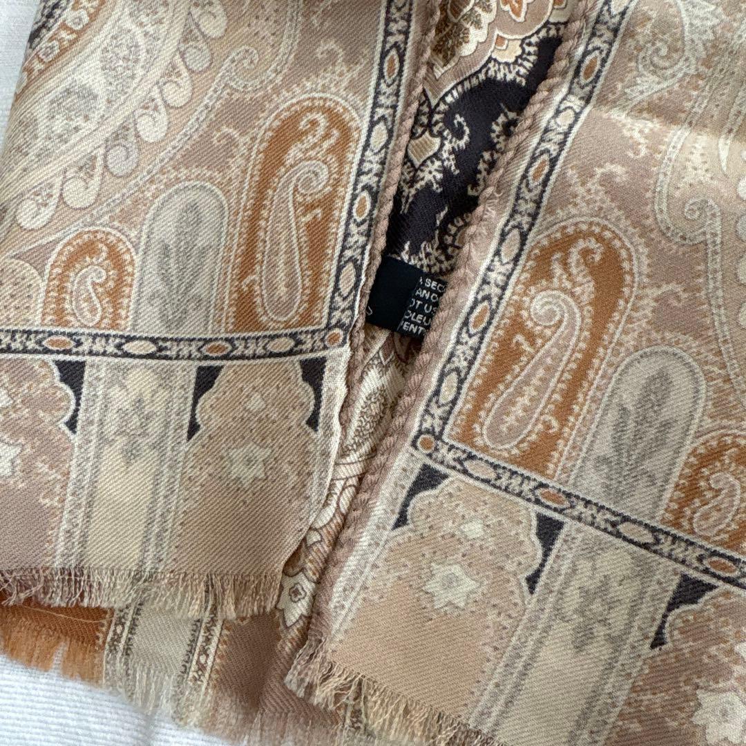 イタリア製　ETRO ウール&シルク　ストール　ペイズリー　エトロ　絹　WOOL