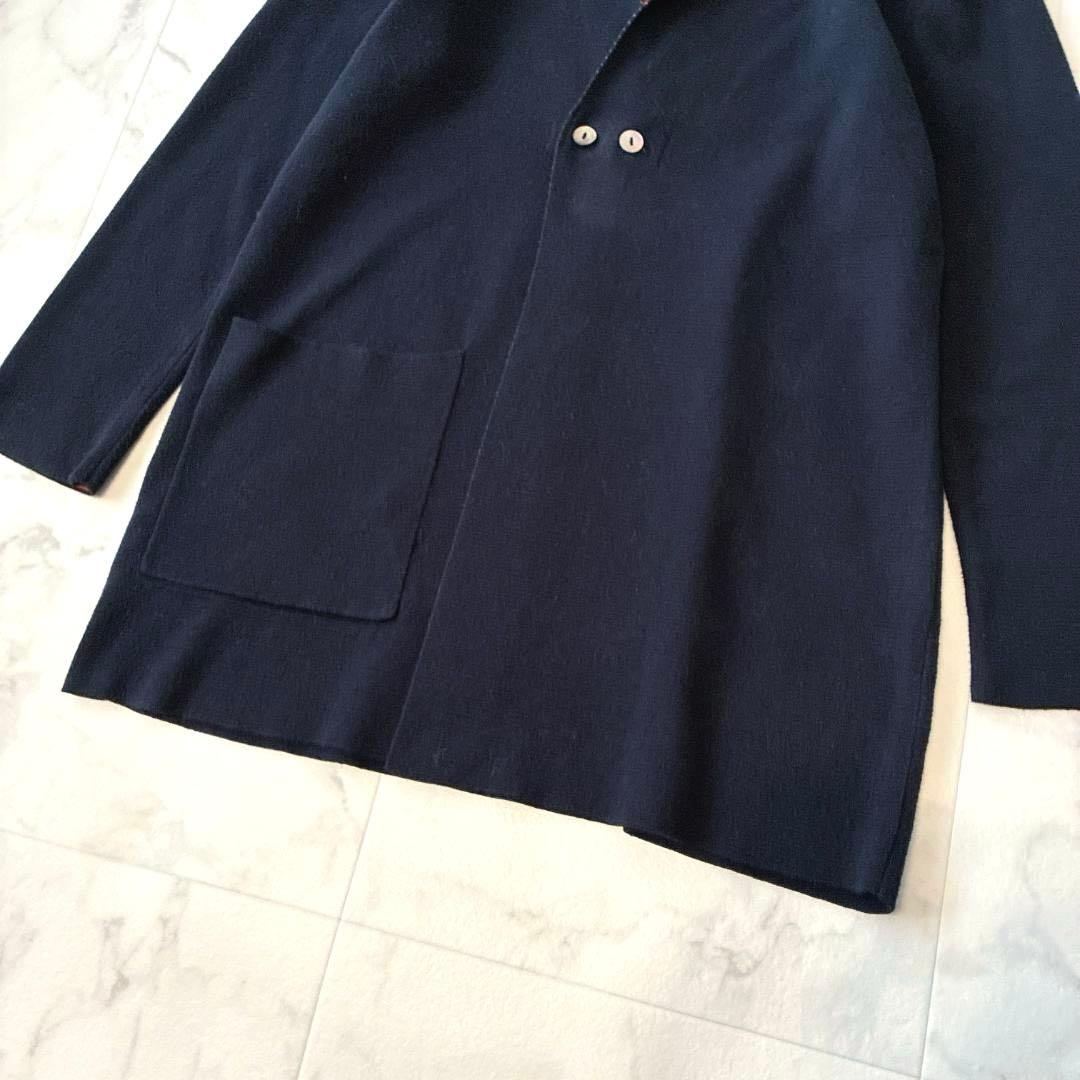極美品 パラスパレス♡ニット カーディガン シェルボタン 切替 0 日本製 紺