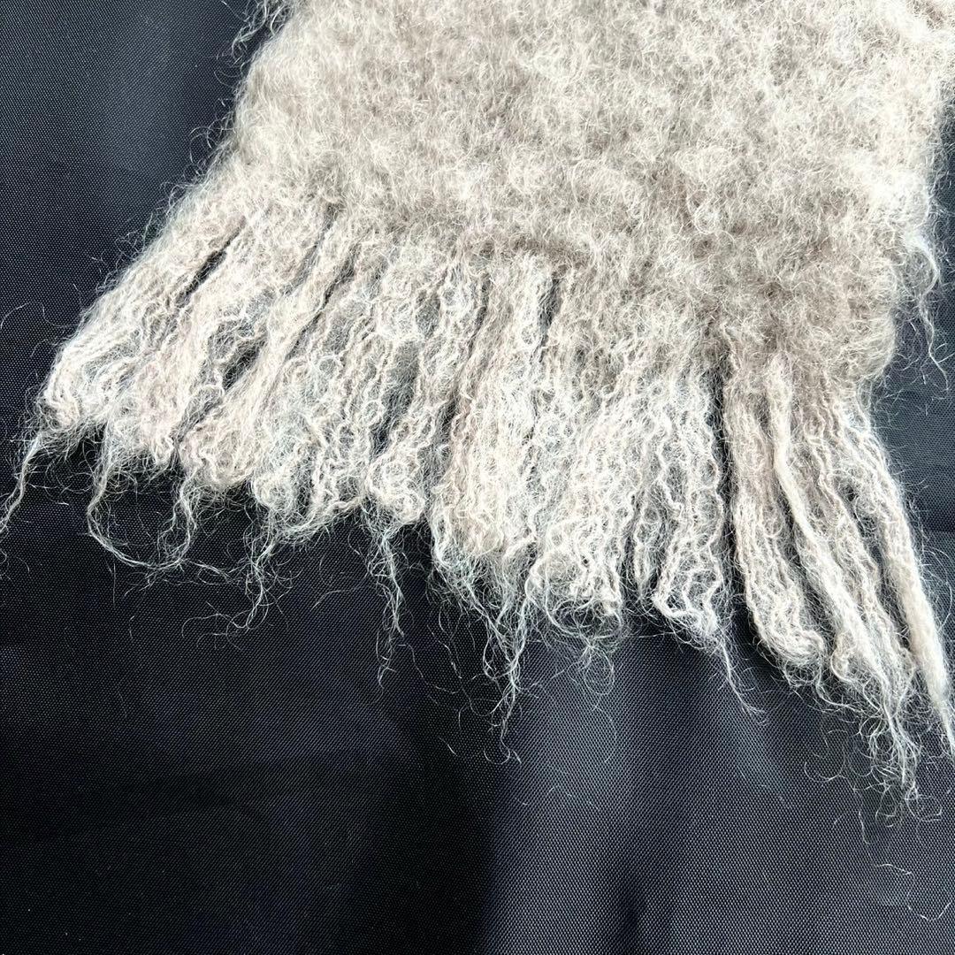 人気カラー✨️LOEWE モヘアウール アナグラム刺繍 マフラー フリンジ