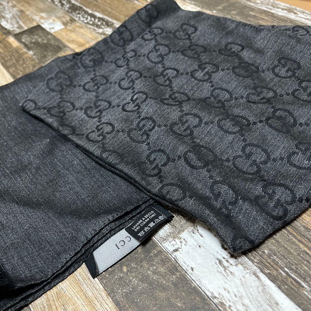 GUCCI リバーシブル ストール ショール ロングマフラー グレー 男女兼用
