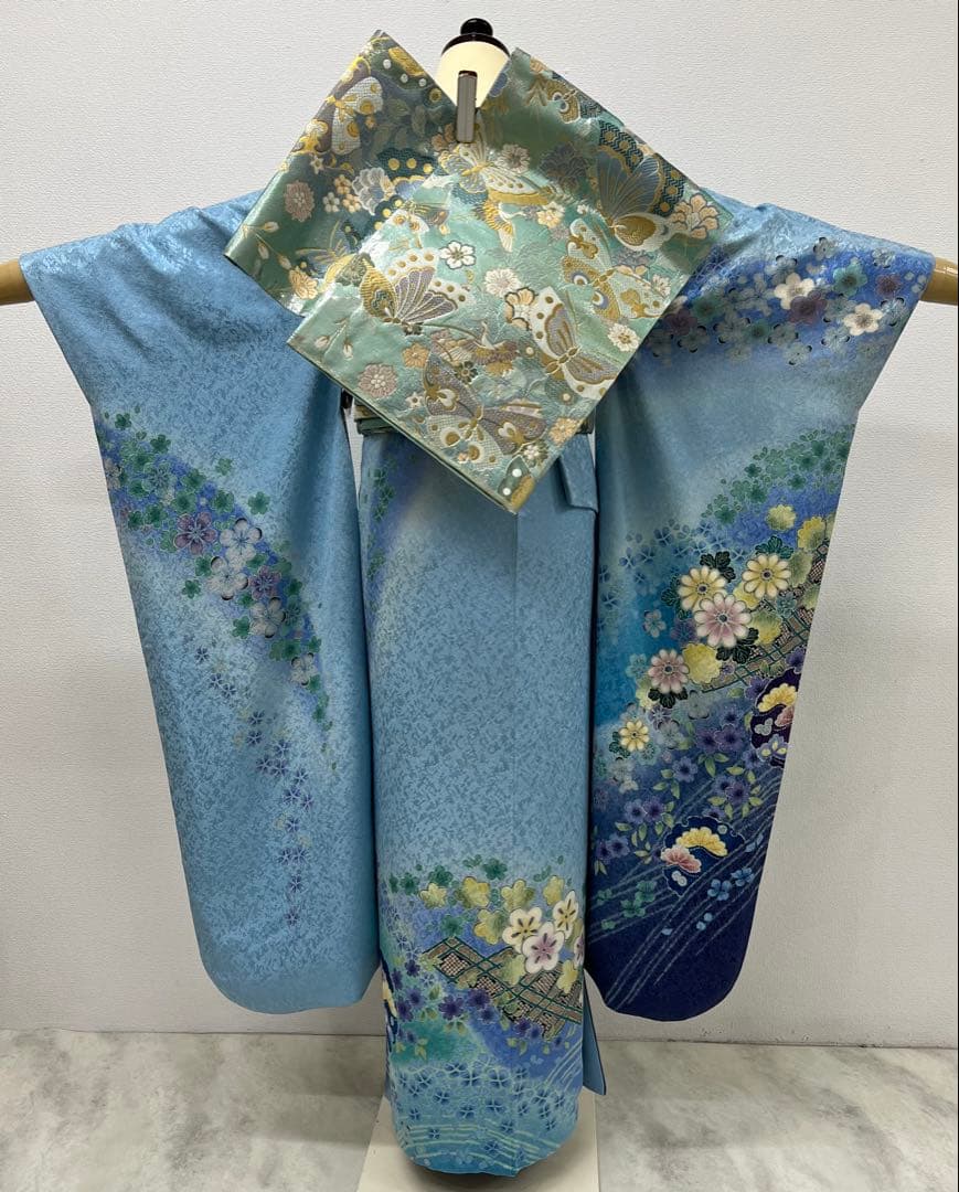 振り袖　フルセット　別誂長襦袢　成人式　金彩加工　刺繍入り　金通し　875