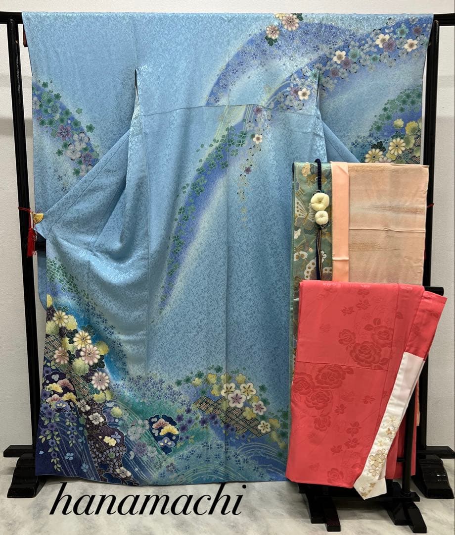 振り袖　フルセット　別誂長襦袢　成人式　金彩加工　刺繍入り　金通し　875