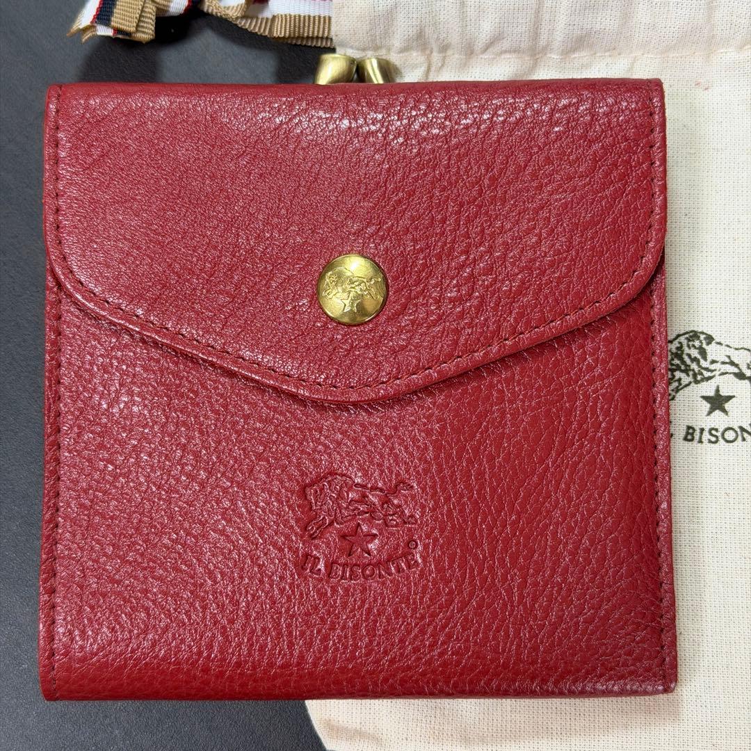 【新品未使用】イルビゾンテ 二つ折り がま口財布 レッド　ROSSO