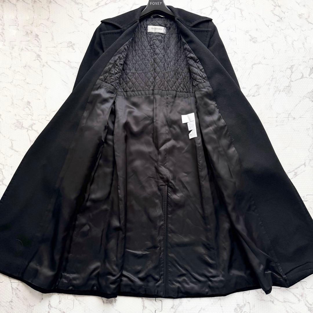 美品✨ スポーツマックス ロングコート ウール ベルト付 黒 40 L